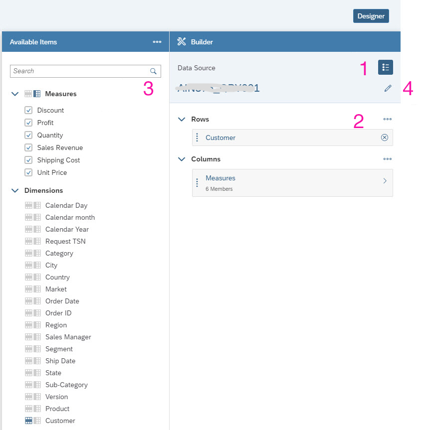 SAC Ad Hoc Analysis - Navigation Panel