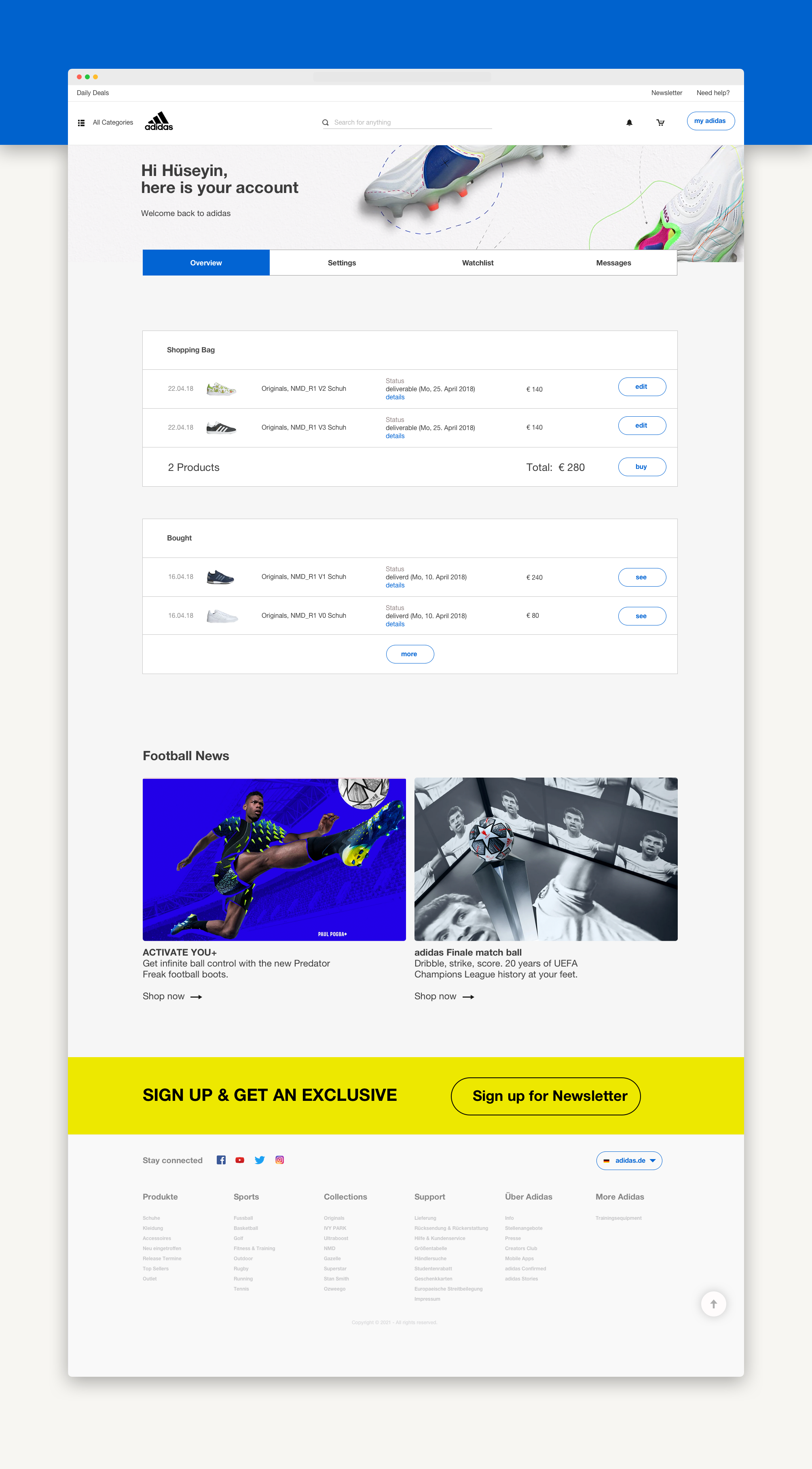 UX/UI Design adidas 2